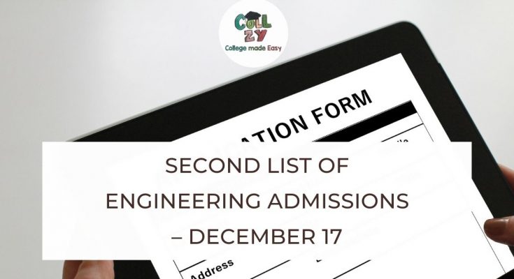 Second List of Engineering admissions – December 17